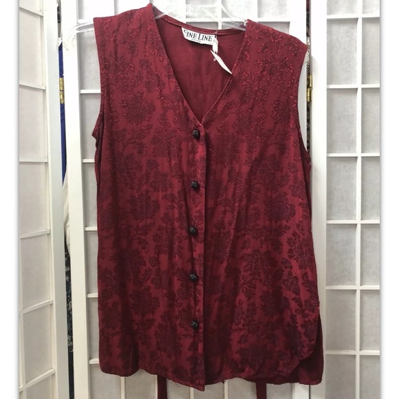 Fine Line, blouse, red, accent floral, size S.: - Picture 3 of 9